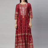 Neerus Maroon Color Santoon Fabric Tunic