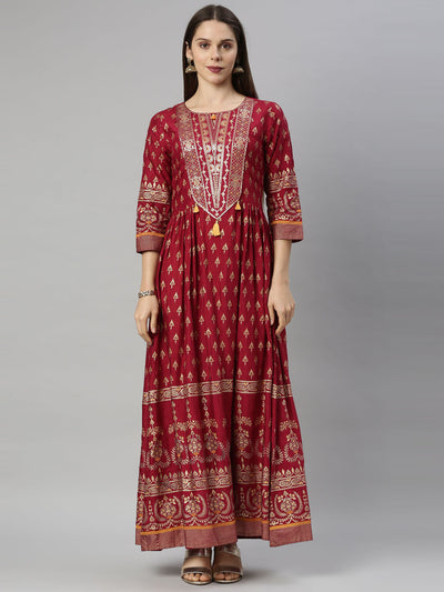 Neeru'S Maroon Color, Santoon Fabric Tunic