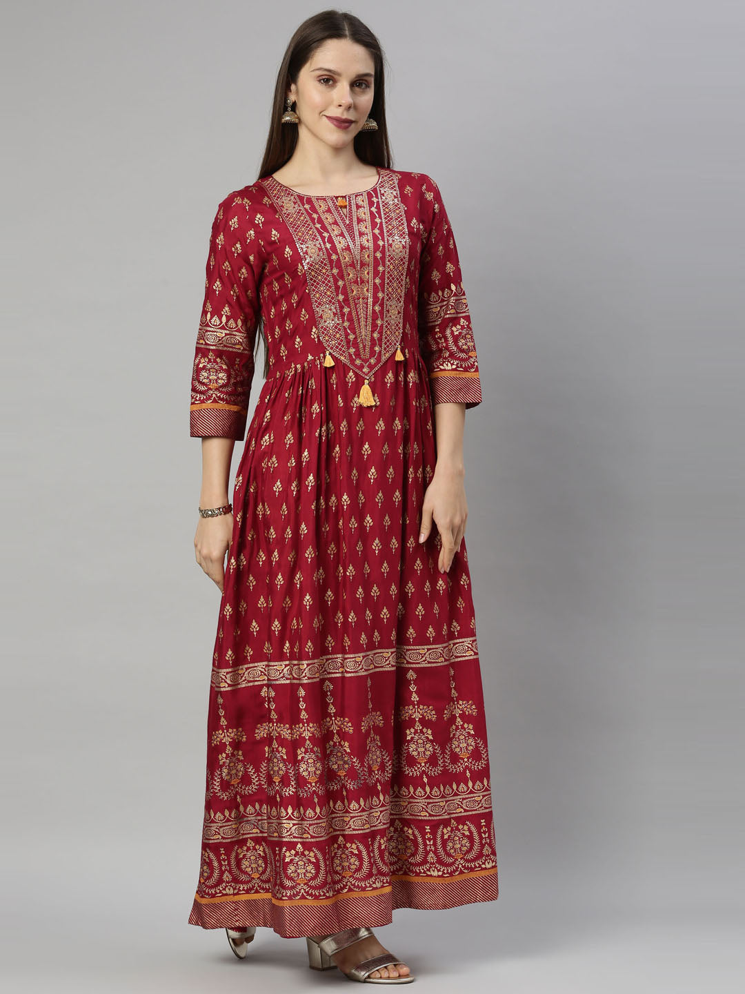 Neeru'S Maroon Color, Santoon Fabric Tunic