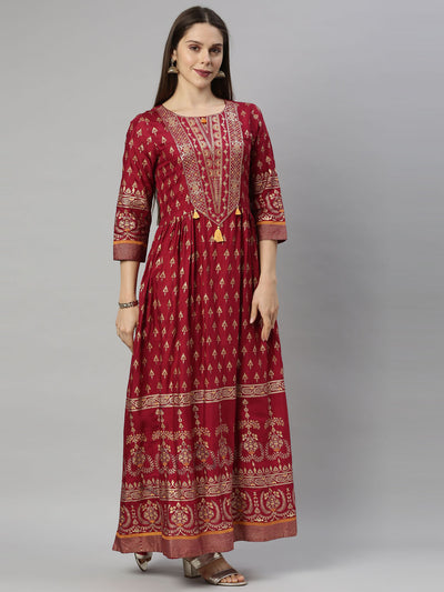 Neeru'S Maroon Color, Santoon Fabric Tunic