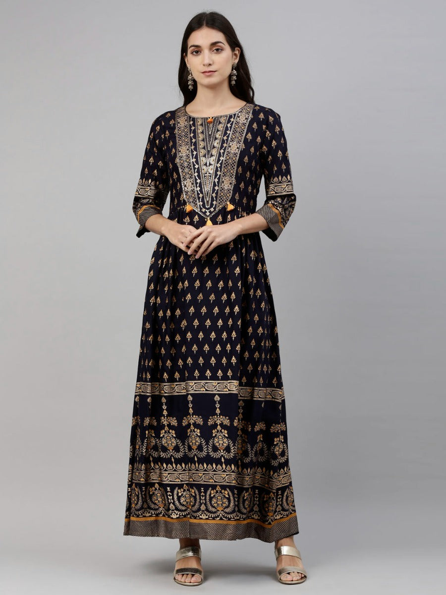 Neerus Blue Color Santoon Fabric Tunic