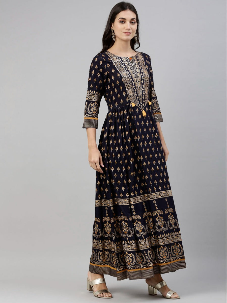 Neerus Blue Color Santoon Fabric Tunic