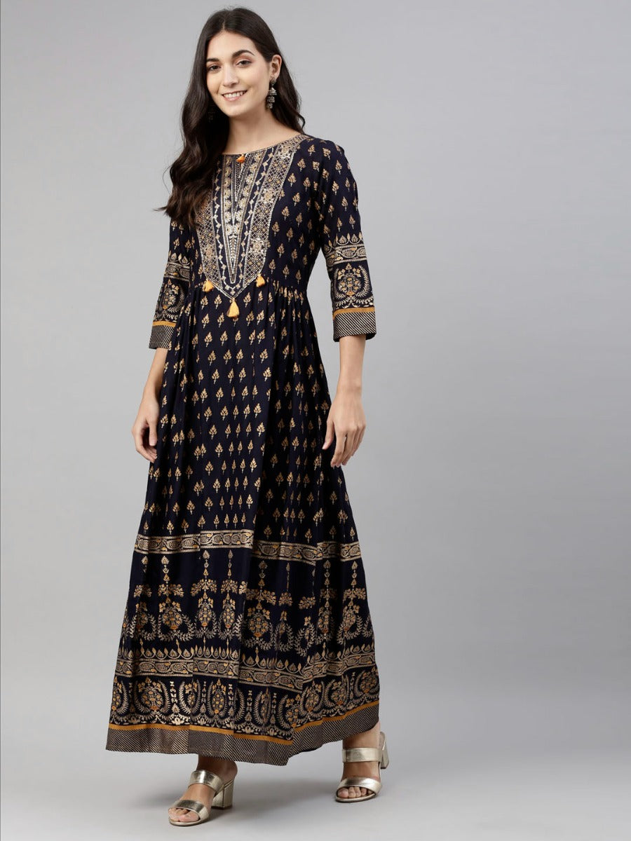 Neerus Blue Color Santoon Fabric Tunic