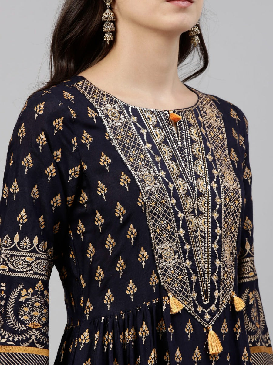 Neerus Blue Color Santoon Fabric Tunic