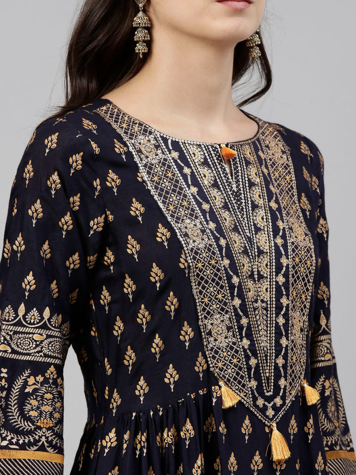 Neerus Blue Color Santoon Fabric Tunic