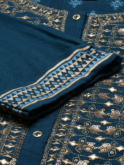 Neeru's Rama Color Slub Riyon Fabric Tunic