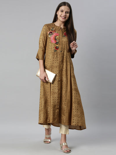 Neeru'S Brown Color Santoon Fabric Kurta