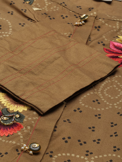 Neeru'S Brown Color Santoon Fabric Kurta