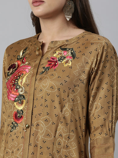 Neeru'S Brown Color Santoon Fabric Kurta