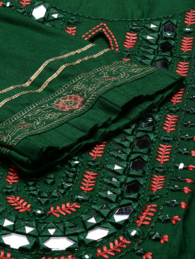 Neeru's Bottle Green Color Slub Rayon Fabric Tunic
