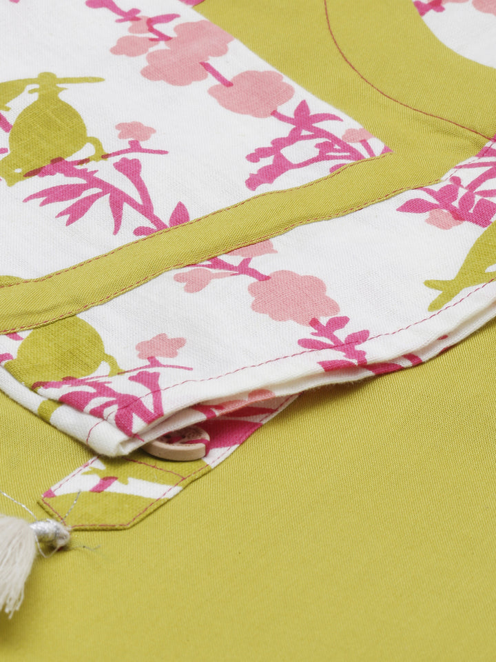 Neerus Yellow Printed A Line Kurta