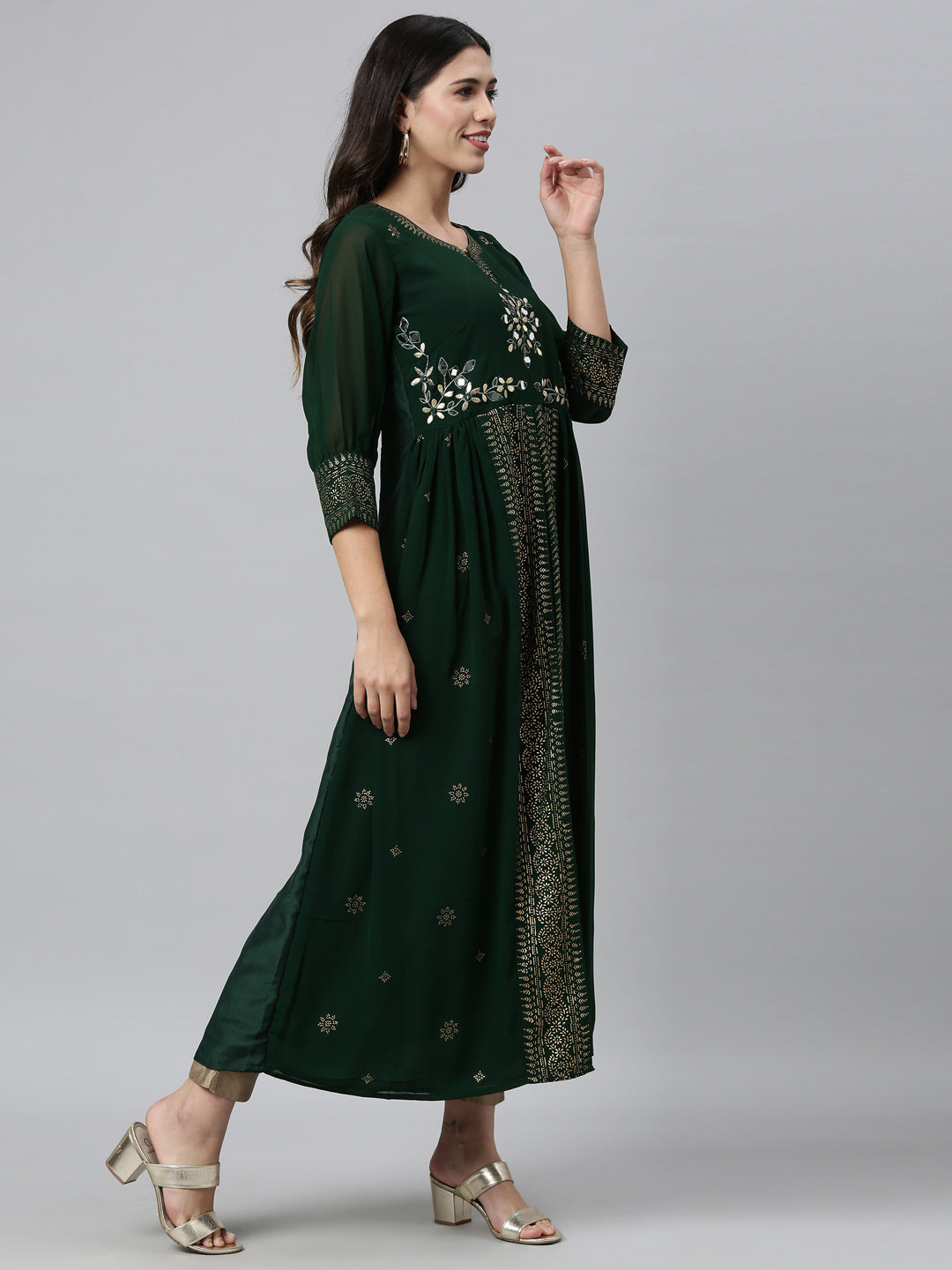 Neeru'S GREEN color, GEORGETTE fabric Kurta