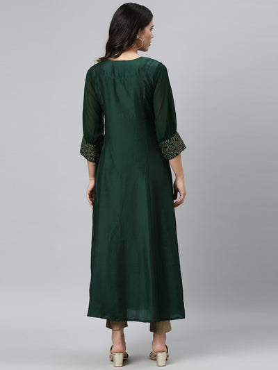 Neeru'S GREEN color, GEORGETTE fabric Kurta