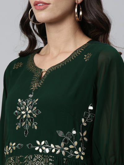 Neeru'S GREEN color, GEORGETTE fabric Kurta