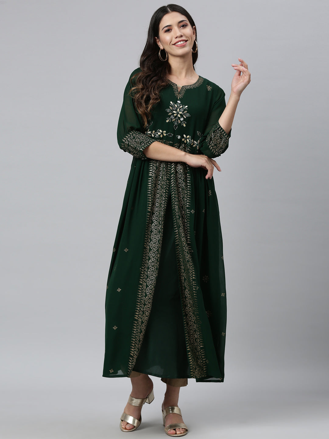 Neeru'S GREEN color, GEORGETTE fabric Kurta