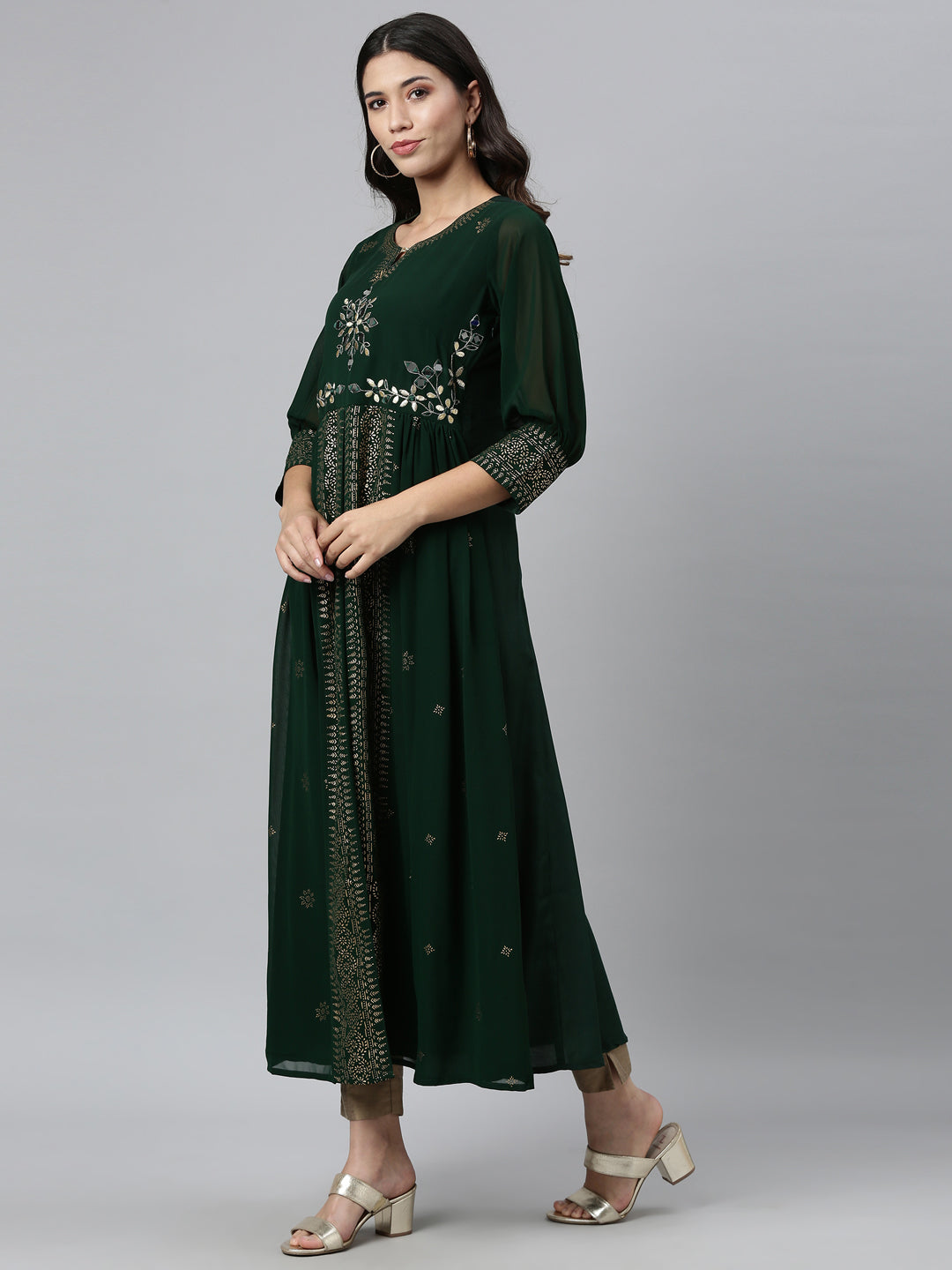 Neeru'S GREEN color, GEORGETTE fabric Kurta