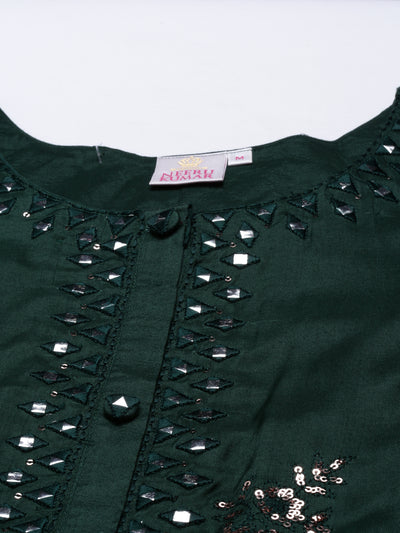 Neeru's Green Color Santoon Fabric Tunic