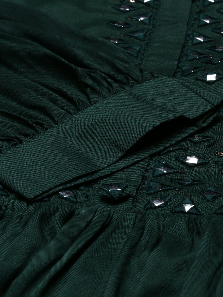 Neerus Green Color Santoon Fabric Tunic