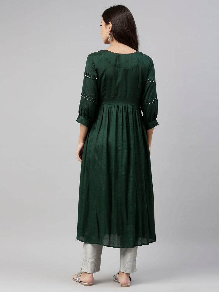 Neerus Green Color Santoon Fabric Tunic