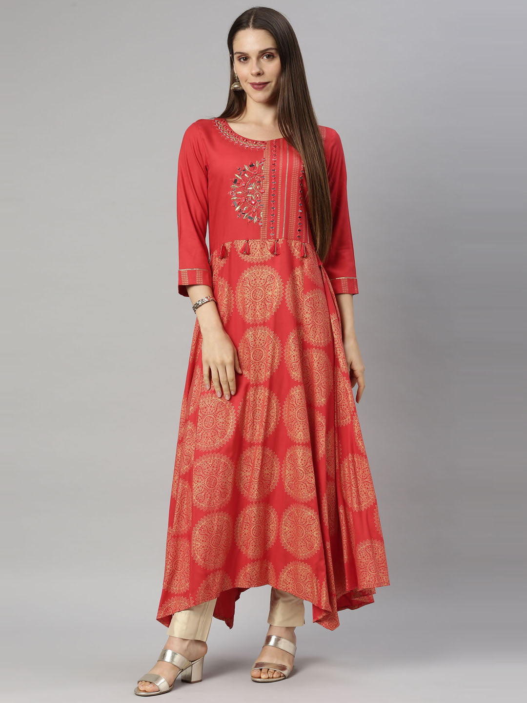Neeru'S Red Color, Rayon Fabric Tunic