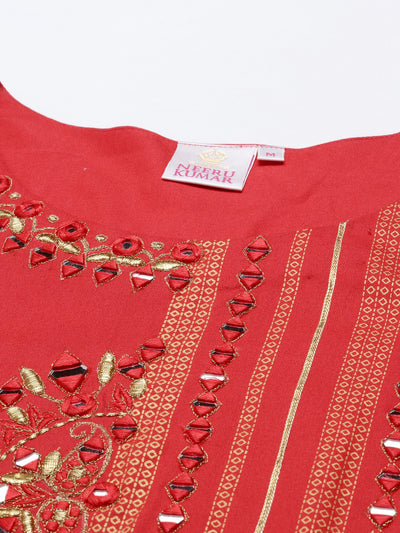 Neeru'S Red Color, Rayon Fabric Tunic