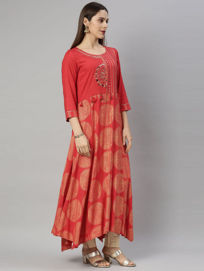 Neeru'S Red Color, Rayon Fabric Tunic