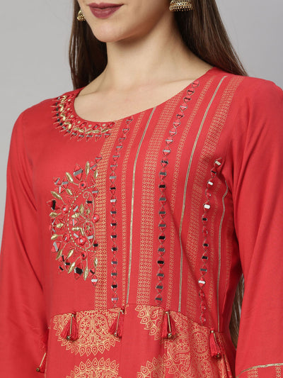 Neeru'S Red Color, Rayon Fabric Tunic