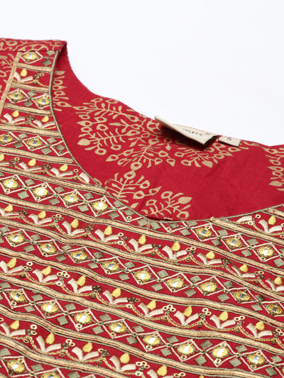 Neeru'S MAROON color, SLUB RAYON fabric Kurta
