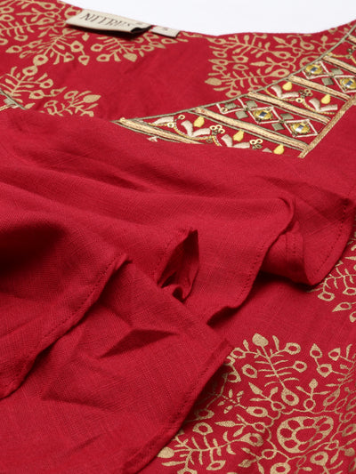 Neeru'S MAROON color, SLUB RAYON fabric Kurta