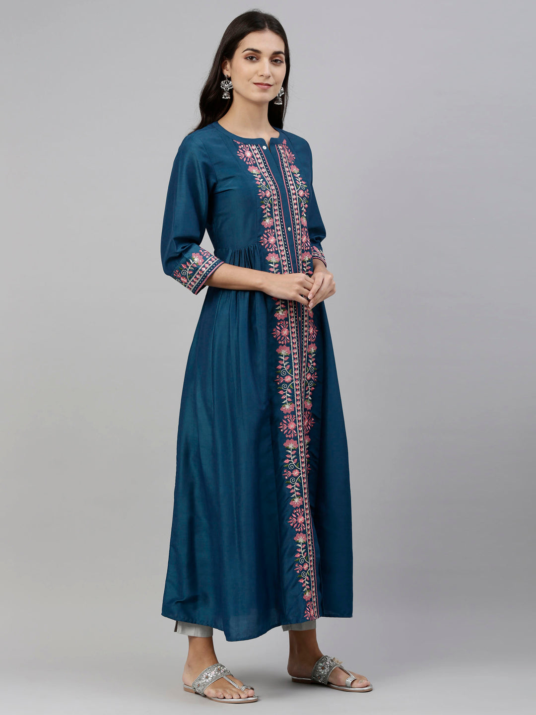 Neeru'S Blue Color, Muslin Fabric Tunic