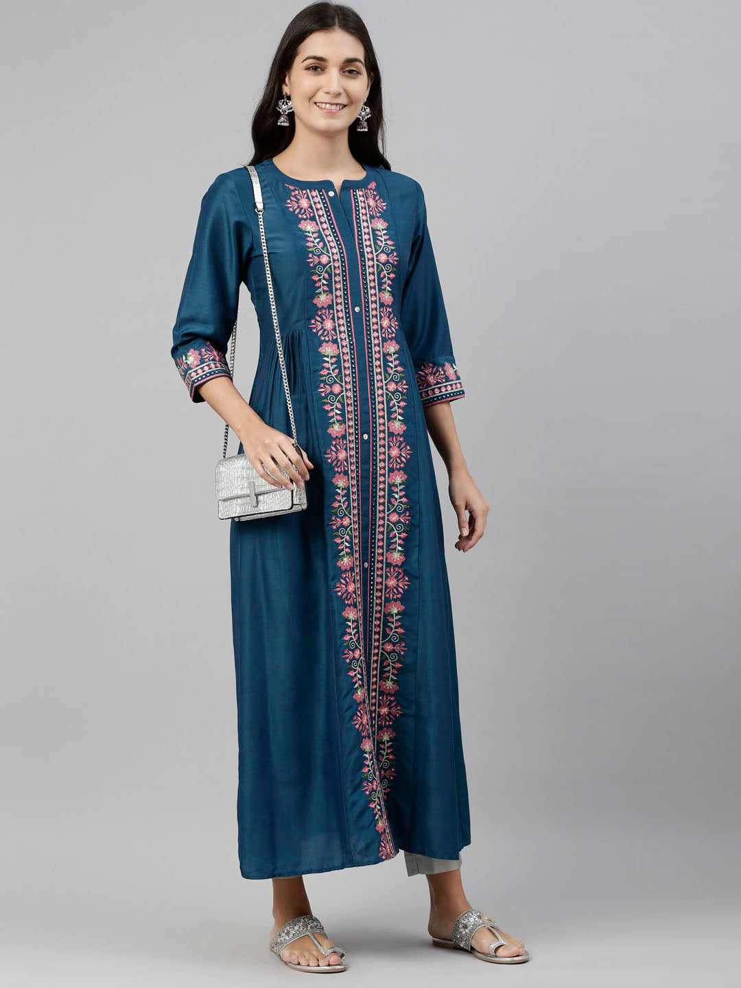 Neeru'S Blue Color, Muslin Fabric Tunic