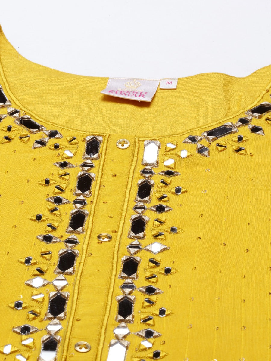 Neerus Yellow Color Chanderi Fabric Tunic