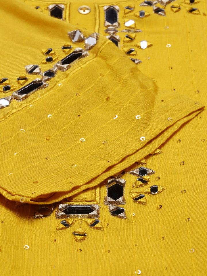 Neerus Yellow Color Chanderi Fabric Tunic