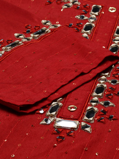 Neeru'S Rust Color, Chanderi Fabric Tunic