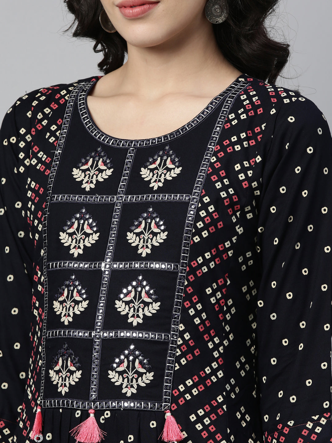 Neerus Navy Blue Color Rayon Fabric Kurta