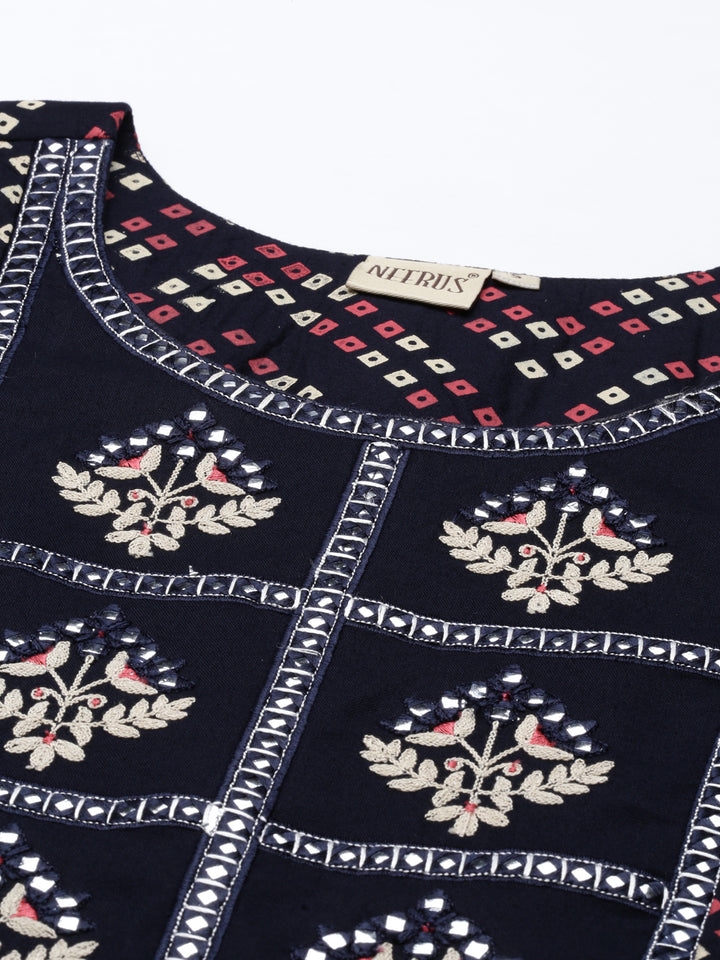 Neerus Navy Blue Color Rayon Fabric Kurta
