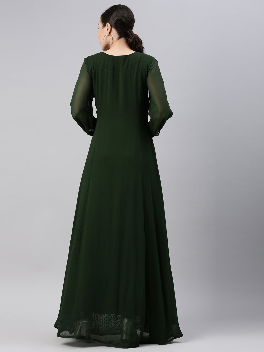 Neerus Green Color Georgette Fabric Kurta