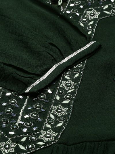Neeru's Green Color Georgette Fabric Kurta
