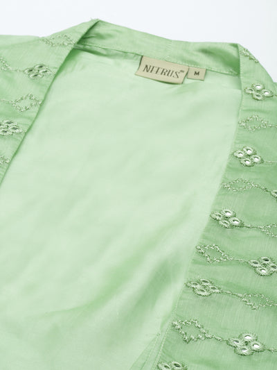 Neeru's Pista Green Color Chanderi Fabric Kurta