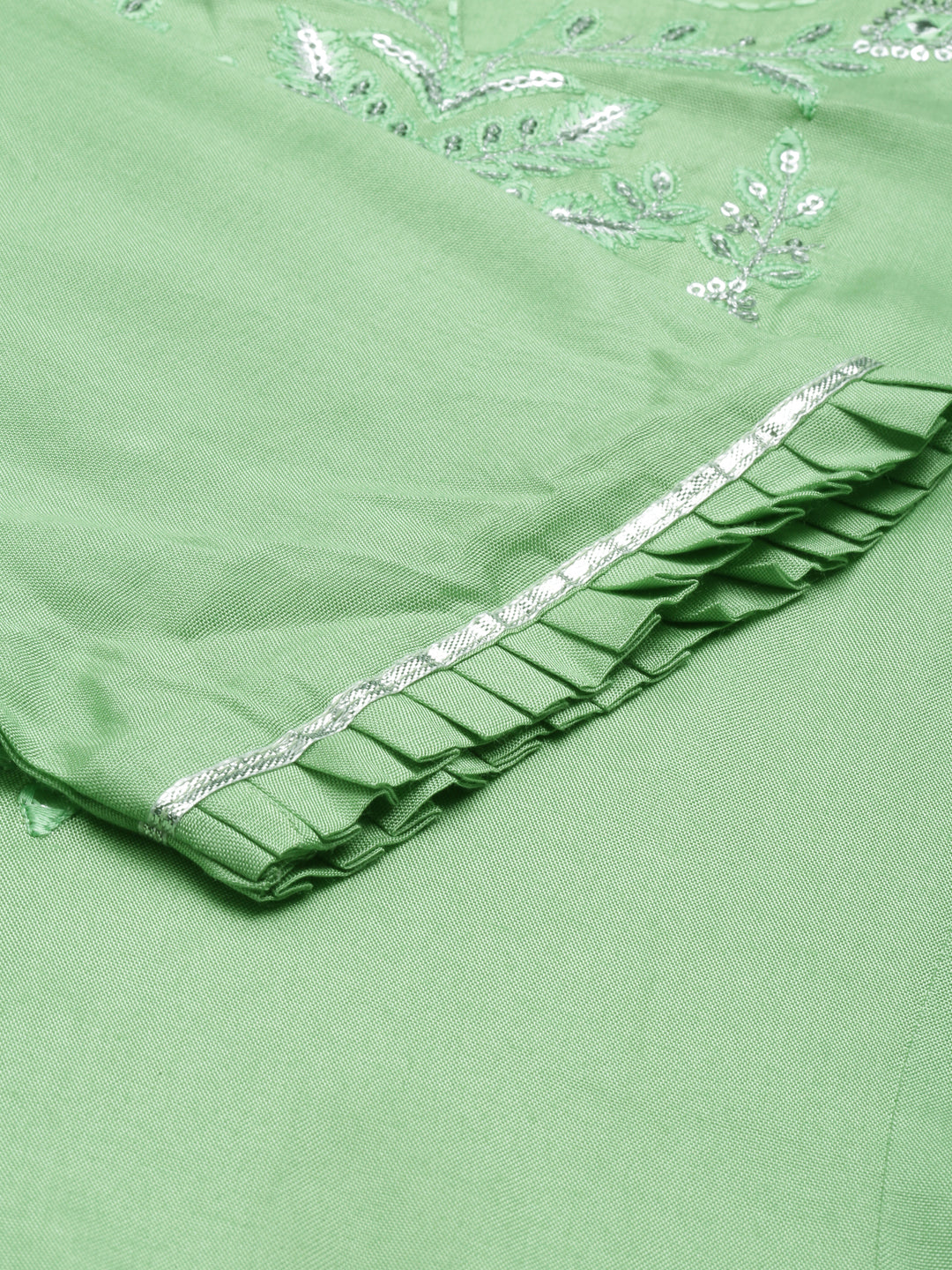 Neeru's Pista Green Color Chanderi Fabric Kurta