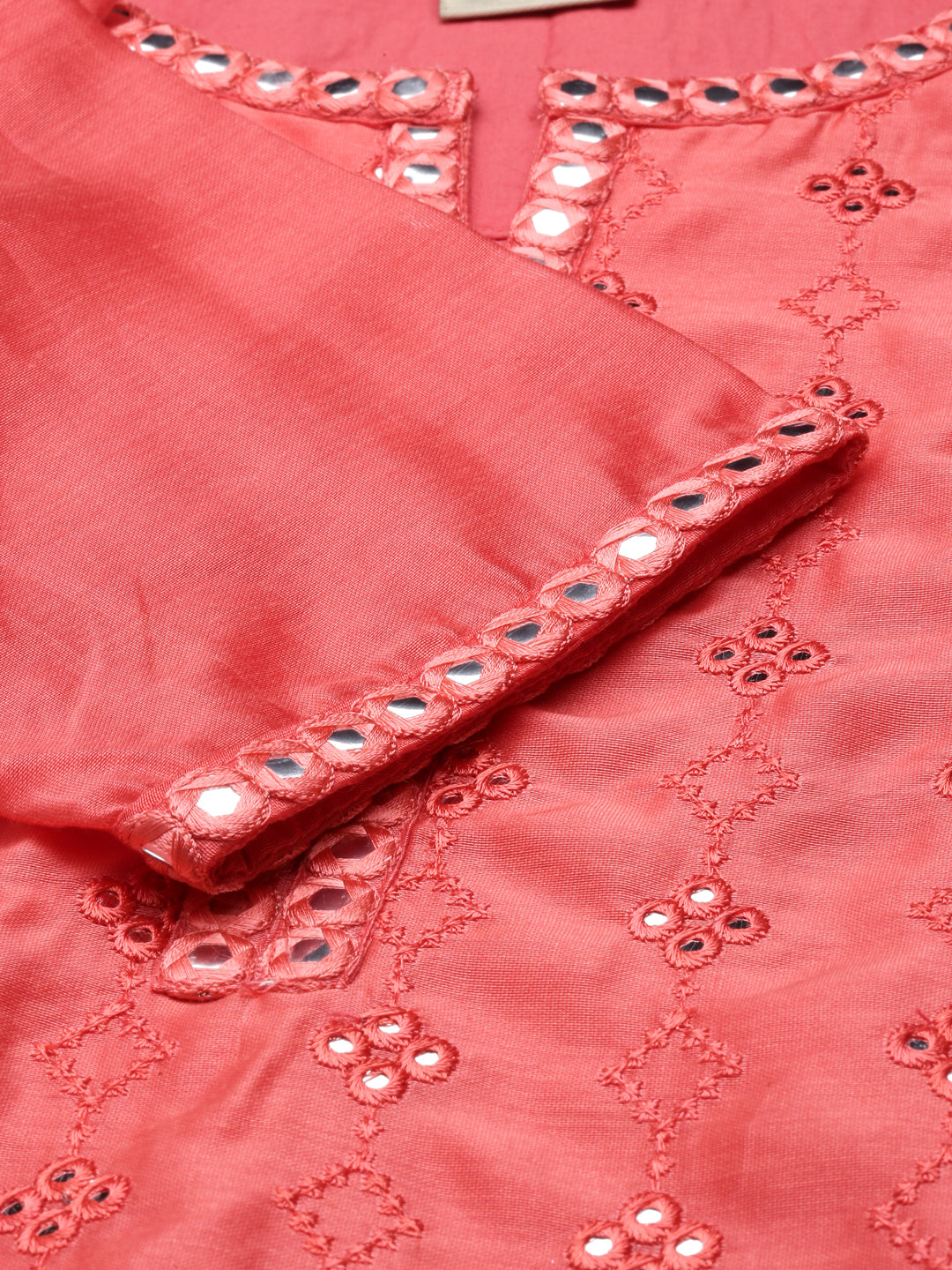 Neeru'S CARROT color, CHANDERI fabric Kurta
