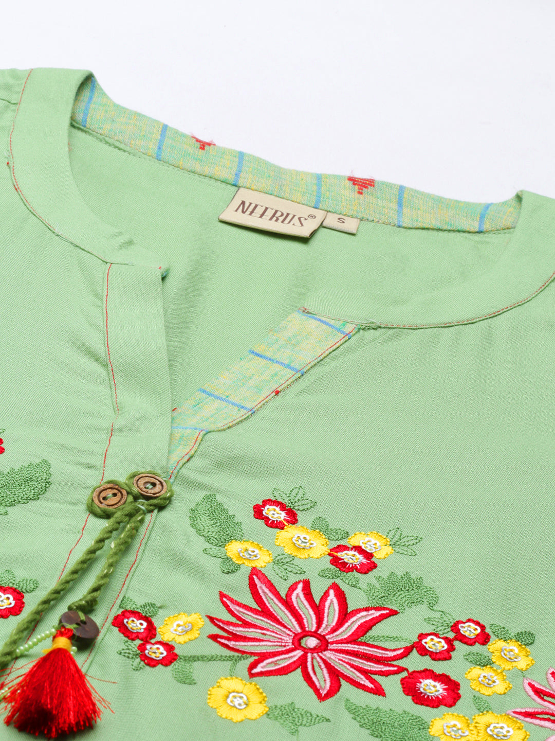 Neeru'S Pista Green Color Rayon Fabric Kurta