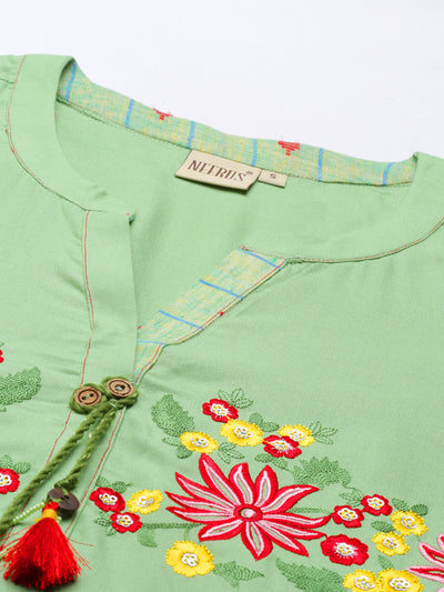 Neeru'S Pista Green Color Rayon Fabric Kurta