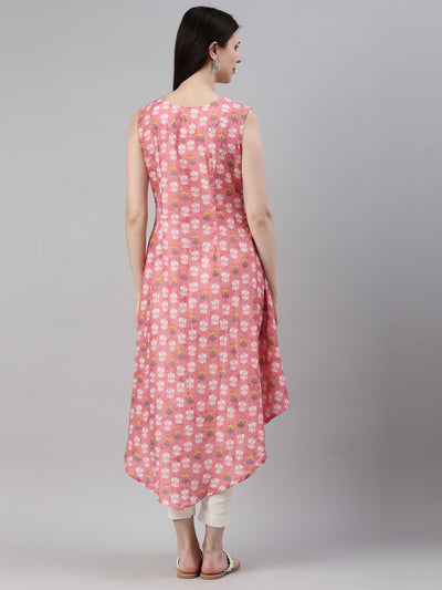 Neeru'S Coral Color Model Fabric Kurta