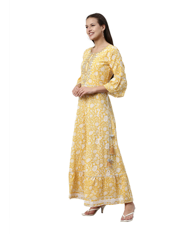 Neerus Yellow Color Mulmul Fabric Kurta