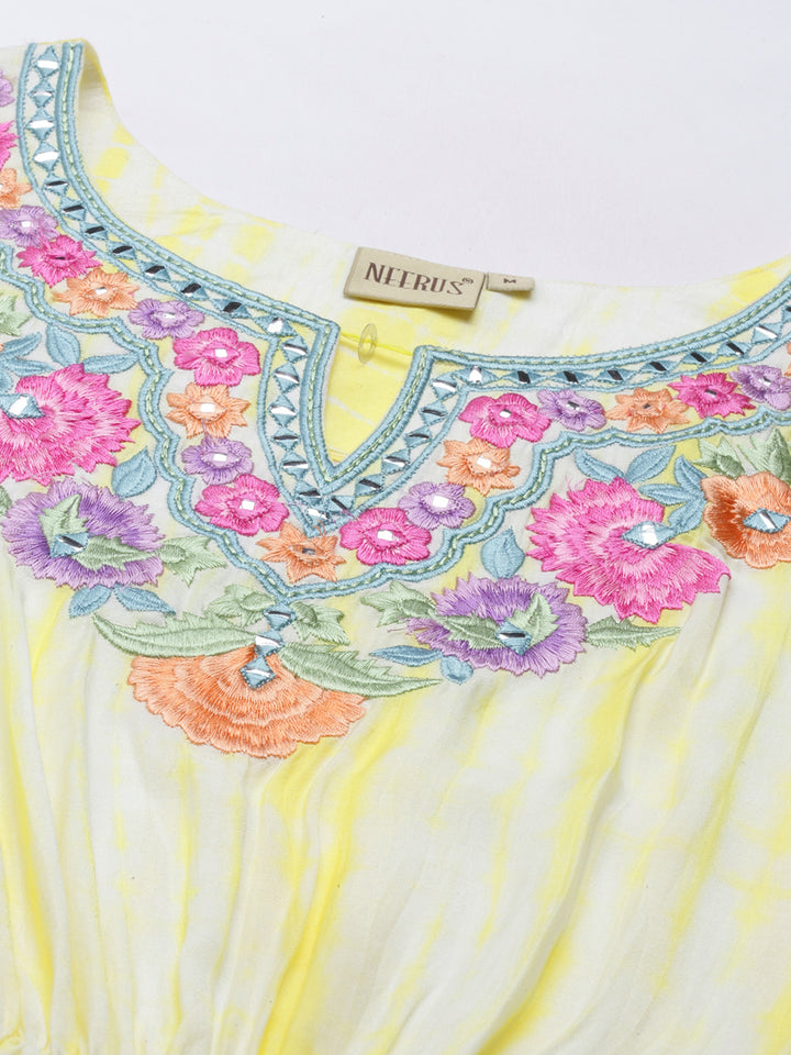 Neerus Yellow Color Muslin Fabric Kurta