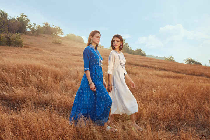 Neerus Off White Color Rayon Fabric Kurta