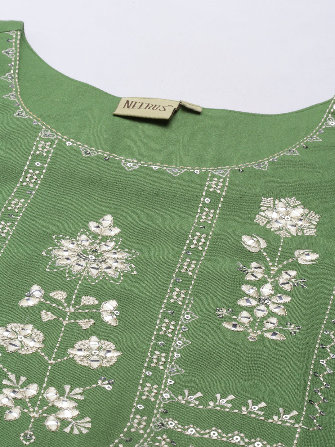 Neerus Green Color Rayon Fabric Kurta