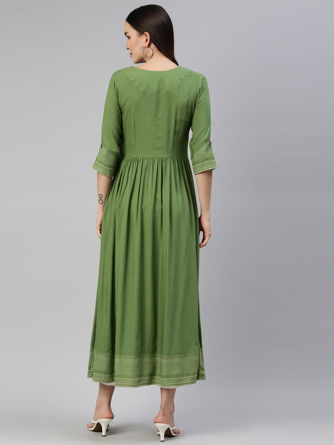 Neerus Green Color Rayon Fabric Kurta
