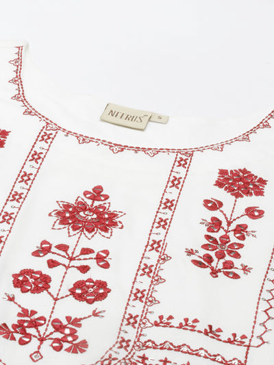 Neeru'S Off White Color Rayon Fabric Kurta